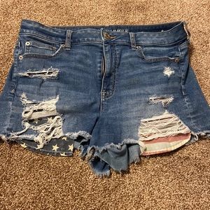 American Eagle American Flag Jean Shorts